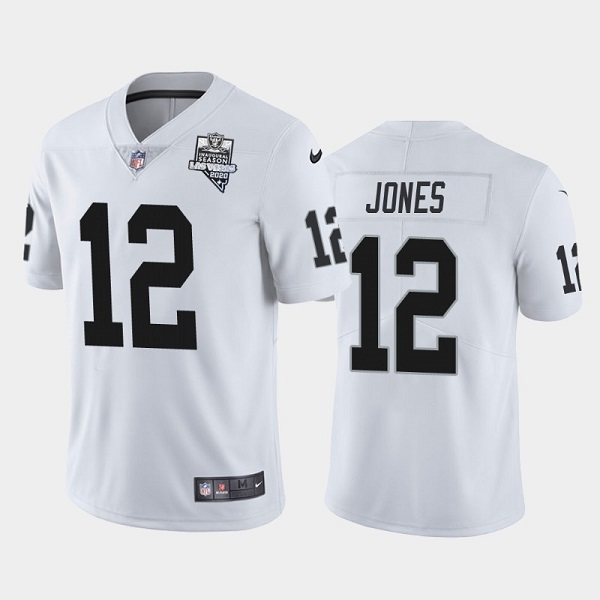 Men's Las Vegas Raiders #12 Zay Jones White NFL 2020 Inaugural Season Vapor Limited Stitched Jersey Men's Las Vegas Raiders #12 Zay Jones White NFL 2020 Inaugural Season Vapor Limited Stitched Jersey